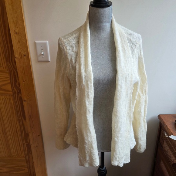 Eileen Fisher Sweaters - Eileen Fisher Merino Wool Kid Mohair Cardigan XL Cream Open Front Quiet Luxury
